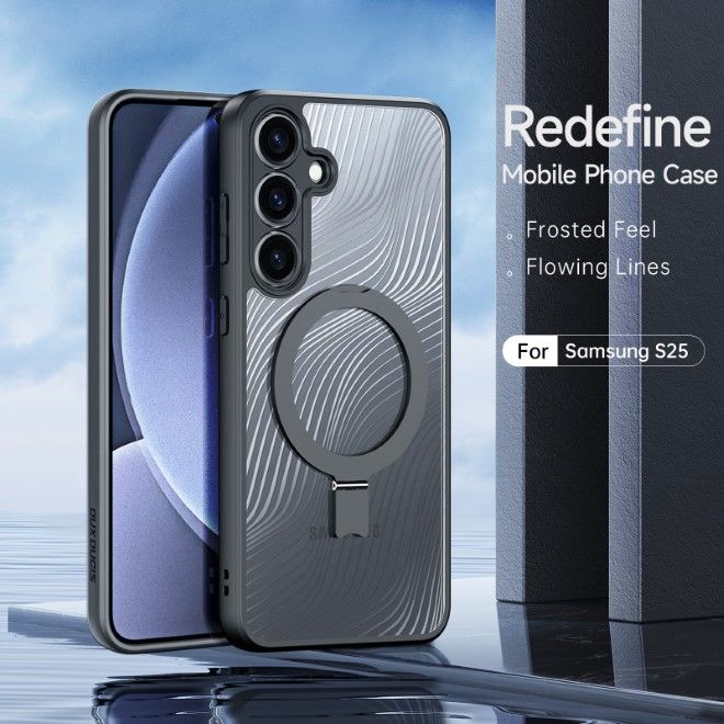 Dux Ducis - Samsung Galaxy S25 Hülle - Hardcase - MagSafe - mit Standfunktion - Aimo Mag Stand Series - schwarz