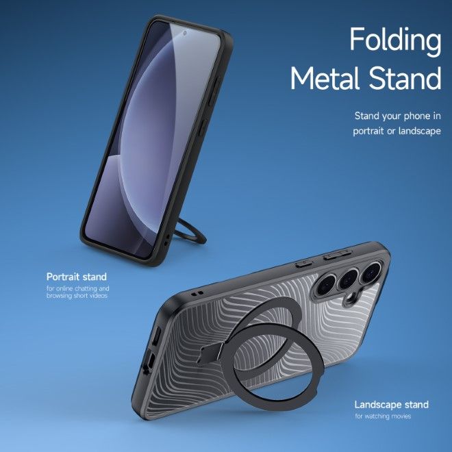 Dux Ducis - Samsung Galaxy S25 Hülle - Hardcase - MagSafe - mit Standfunktion - Aimo Mag Stand Series - schwarz