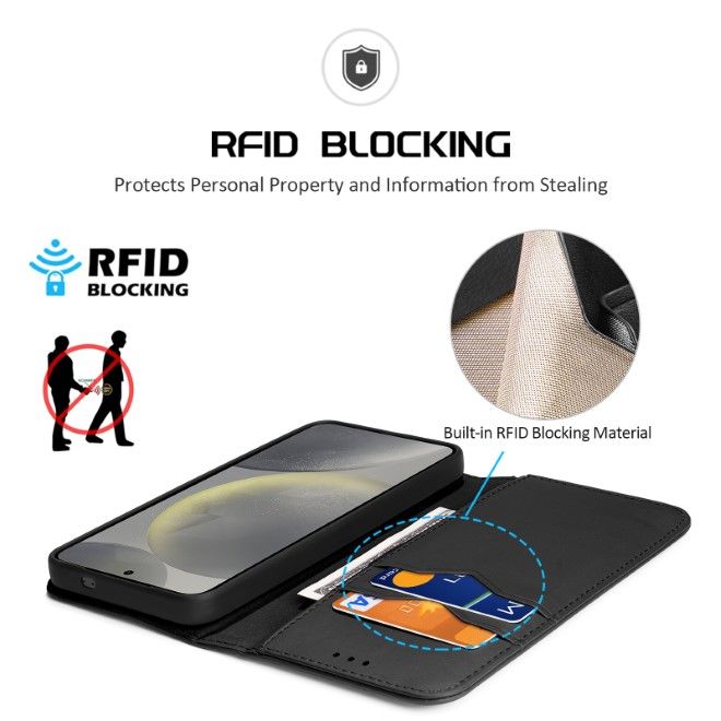 Dux Ducis - Samsung Galaxy S25+ Hülle - Handy Leder Case - Hivo Series - schwarz