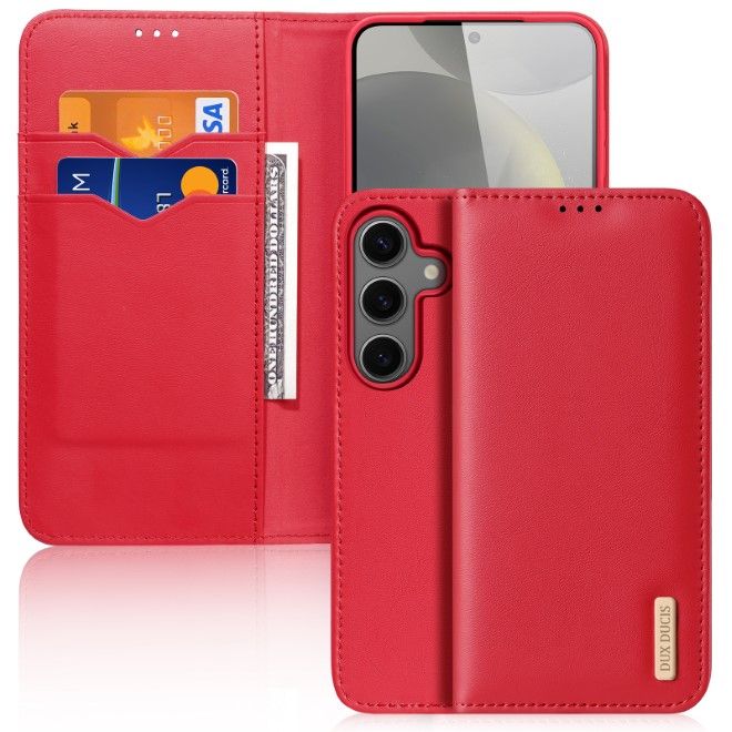 Dux Ducis - Samsung Galaxy S25+ Hülle - Handy Leder Case - Hivo Series - rot