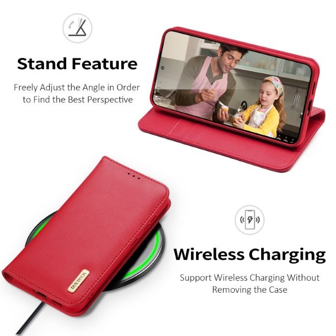 Dux Ducis - Samsung Galaxy S25+ Hülle - Handy Leder Case - Hivo Series - rot