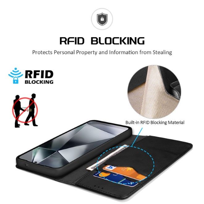 Dux Ducis - Samsung Galaxy S25 Ultra Hülle - Handy Leder Case - Hivo Series - schwarz