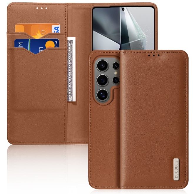 Dux Ducis - Samsung Galaxy S25 Ultra Hülle - Handy Leder Case - Hivo Series - braun
