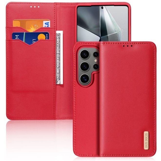 Dux Ducis - Samsung Galaxy S25 Ultra Hülle - Handy Leder Case - Hivo Series - rot