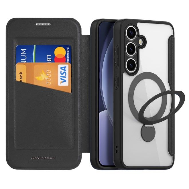 Dux Ducis - Samsung Galaxy S25+ Hülle - Leder Bookcover mit Standfunktion - Skin X Pro Series - schwarz