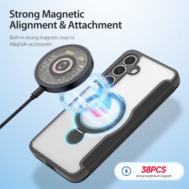 Dux Ducis - Samsung Galaxy S25+ Hülle - Leder Bookcover mit Standfunktion - Skin X Pro Series - schwarz