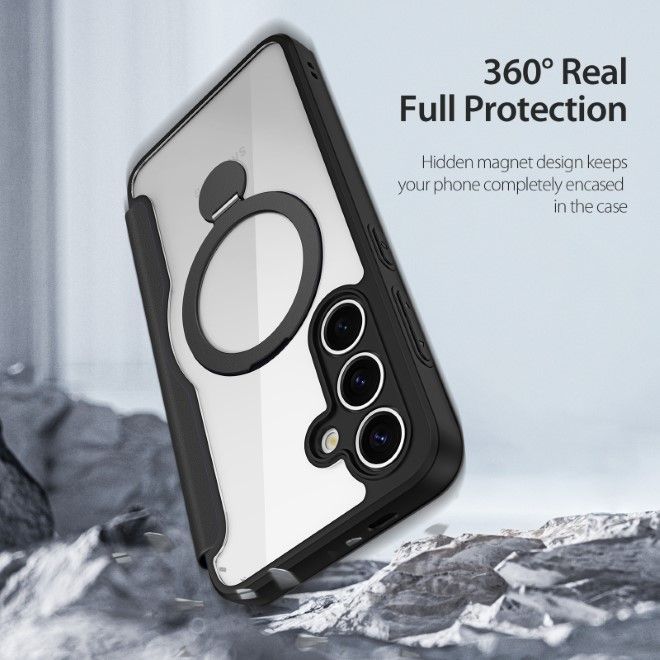 Dux Ducis - Samsung Galaxy S25+ Hülle - Leder Bookcover mit Standfunktion - Skin X Pro Series - schwarz