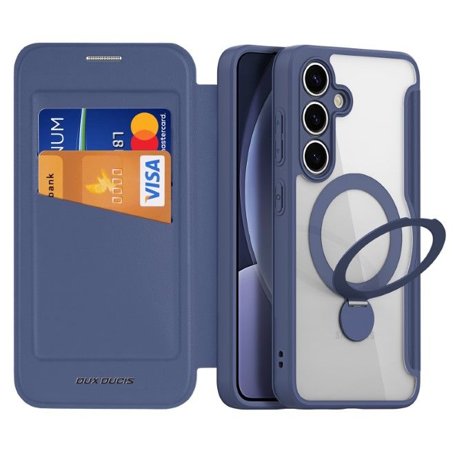 Dux Ducis - Samsung Galaxy S25+ Hülle - Leder Bookcover mit Standfunktion - Skin X Pro Series - blau