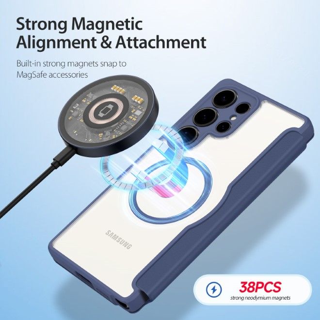 Dux Ducis - Samsung Galaxy S25 Ultra Hülle - Leder Bookcover - Skin X Pro Series - blau