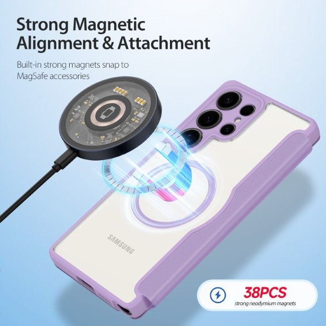 Dux Ducis - Samsung Galaxy S25 Ultra Hülle - Leder Bookcover - Skin X Pro Series - purpur