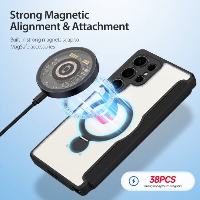 Dux Ducis - Samsung Galaxy S25 Ultra Hülle - Leder Bookcover mit Standfunktion - Skin X Pro Series - schwarz