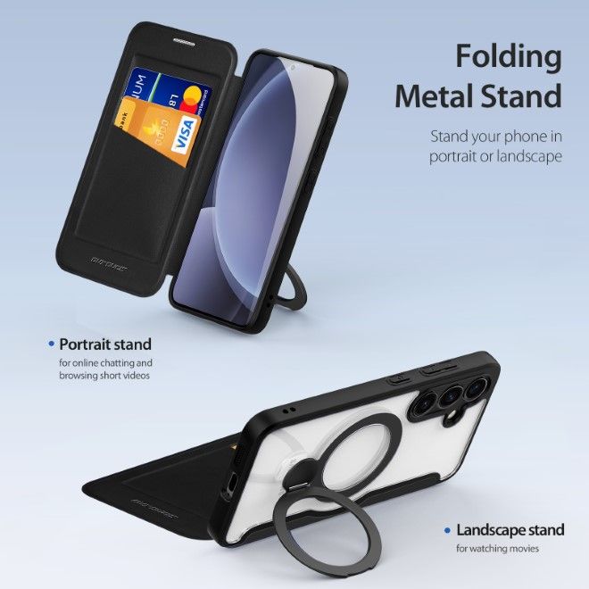 Dux Ducis - Samsung Galaxy S25 Hülle - Leder Bookcover mit Standfunktion - Skin X Pro Series - schwarz