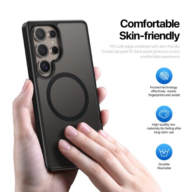 Dux Ducis - Samsung Galaxy S25 Ultra Hülle - TPU und PC Hardcase - MagSafe - Yind Series - schwarz