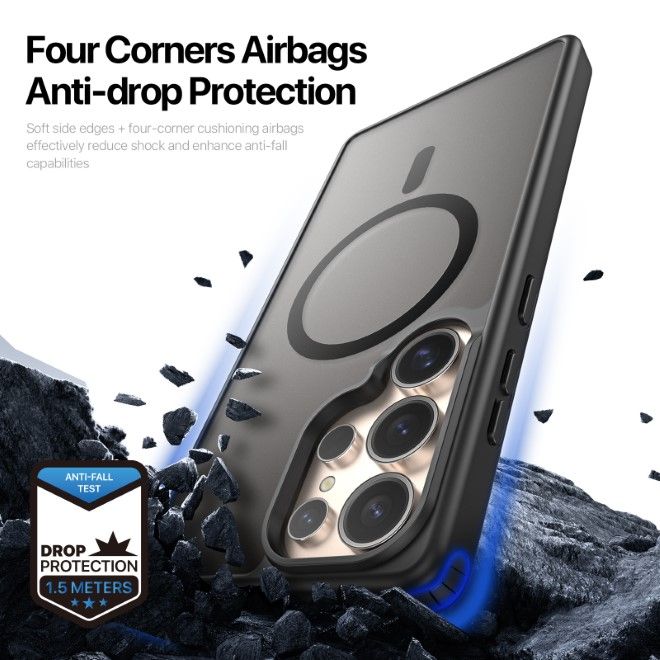 Dux Ducis - Samsung Galaxy S25 Ultra Hülle - TPU und PC Hardcase - MagSafe - Yind Series - schwarz