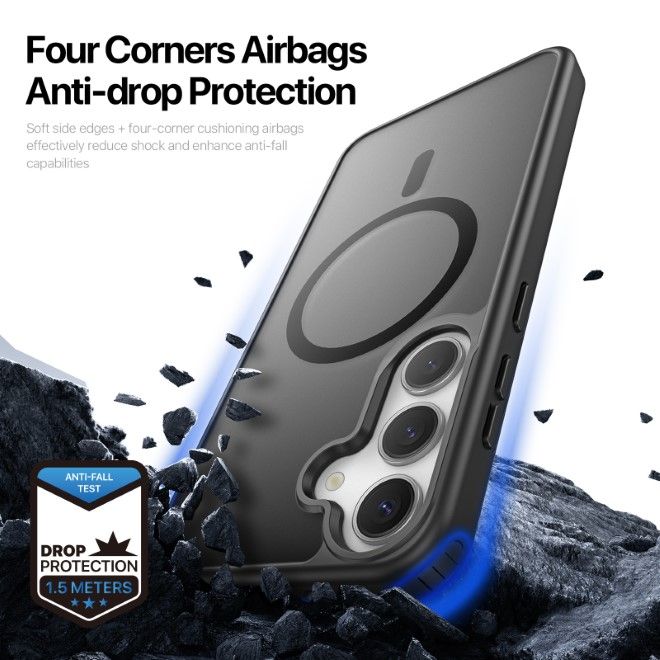 Dux Ducis - Samsung Galaxy S25 Hülle - TPU und PC Hardcase - MagSafe - Yind Series - schwarz