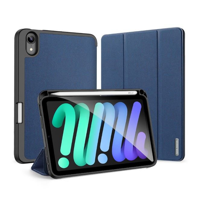 Dux Ducis - iPad mini 7 (2024) / mini 6 Hülle - Leder Smart Flip Case - Domo Series - blau