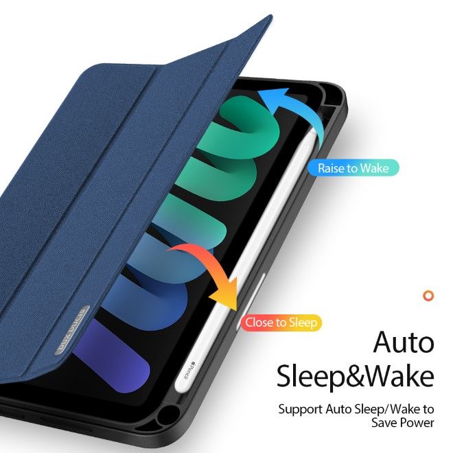 Dux Ducis - iPad mini 7 (2024) / mini 6 Hülle - Leder Smart Flip Case - Domo Series - blau