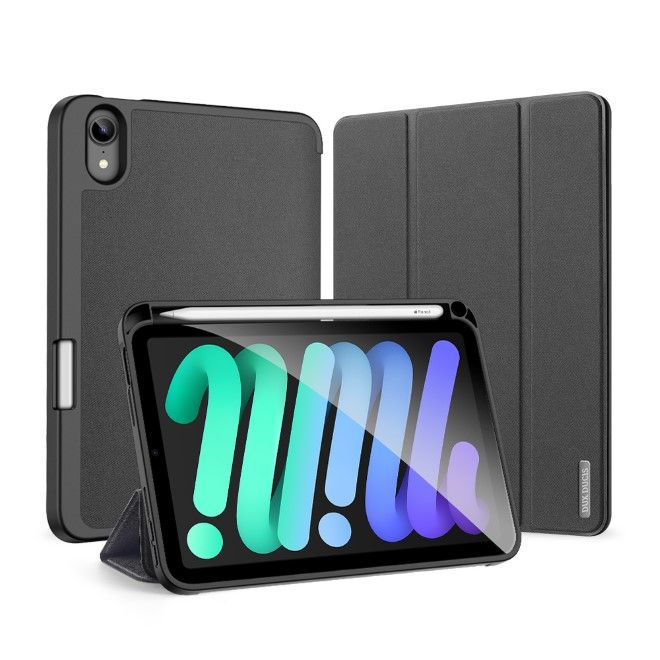 Dux Ducis - iPad mini 7 (2024) / mini 6 Hülle - Leder Smart Flip Case - Domo Series - schwarz