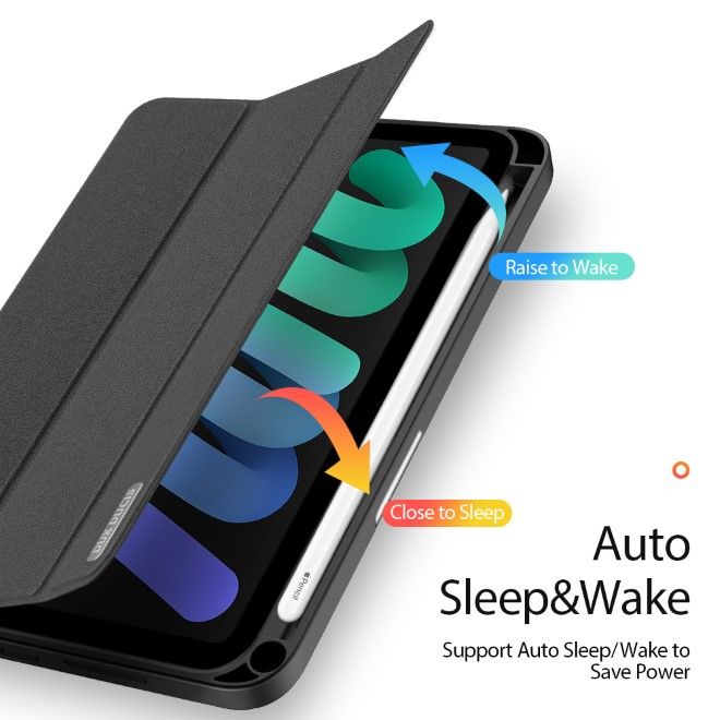 Dux Ducis - iPad mini 7 (2024) / mini 6 Hülle - Leder Smart Flip Case - Domo Series - schwarz