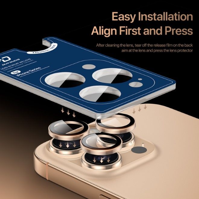 Dux Ducis - iPhone 16 Pro / 16 Pro Max Kamera Schutzglas - HAWK Series - Desert Titanium