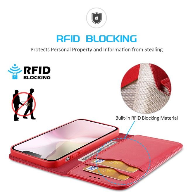 Dux Ducis - iPhone 16e Hülle - Handy Leder Case - Hivo Series - rot