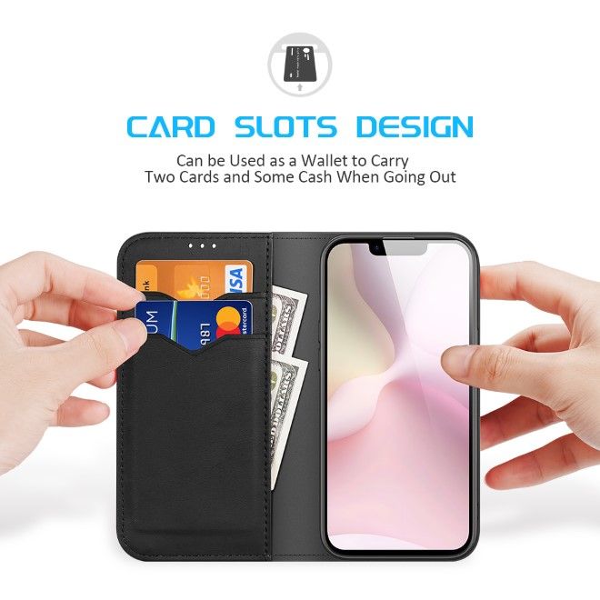 Dux Ducis - iPhone 16e Hülle - Handy Leder Case - Hivo Series - schwarz
