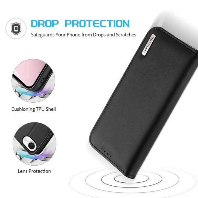 Dux Ducis - iPhone 16e Hülle - Handy Leder Case - Hivo Series - schwarz