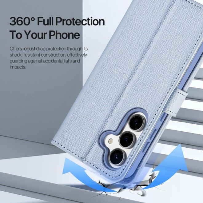 Dux Ducis - Samsung Galaxy S25 Hülle - Kunstleder Bookcover - MagSafe kompatibel - Lawa Series - hellblau
