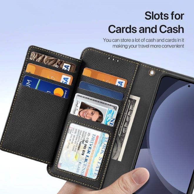 Dux Ducis - Samsung Galaxy S25 Hülle - Kunstleder Bookcover - MagSafe kompatibel - Lawa Series - schwarz