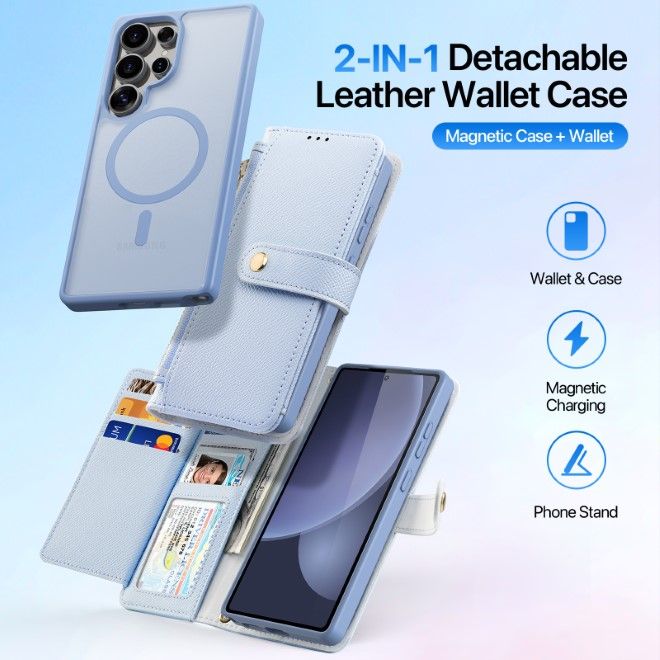 Dux Ducis - Samsung Galaxy S25 Ultra Hülle - Kunstleder Bookcover - MagSafe kompatibel - Lawa Series - hellblau