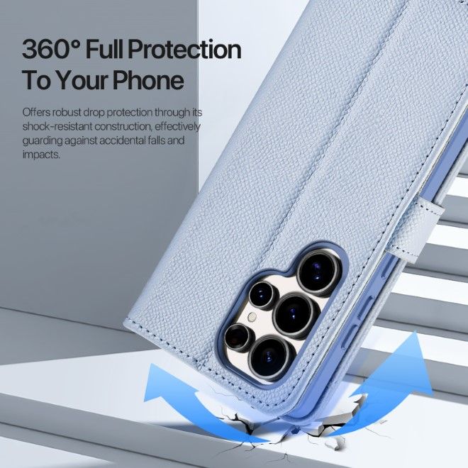 Dux Ducis - Samsung Galaxy S25 Ultra Hülle - Kunstleder Bookcover - MagSafe kompatibel - Lawa Series - hellblau