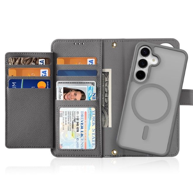 Dux Ducis - Samsung Galaxy S25+ Hülle - Kunstleder Bookcover - MagSafe kompatibel - Lawa Series - grau