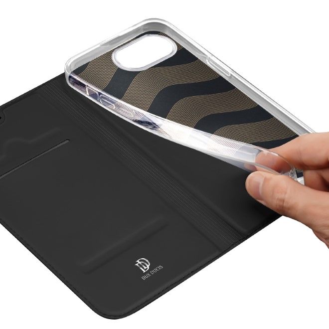 Dux Ducis - iPhone 16e Hülle - Handy Bookcover - Skin Pro Series - schwarz