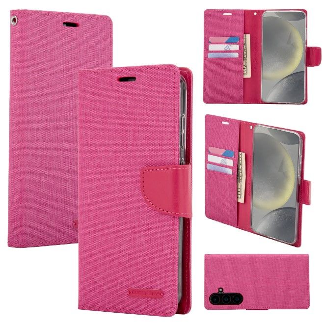 Goospery - Samsung Galaxy S25+ Hülle - Bookcover - Canvas Diary Series - pink