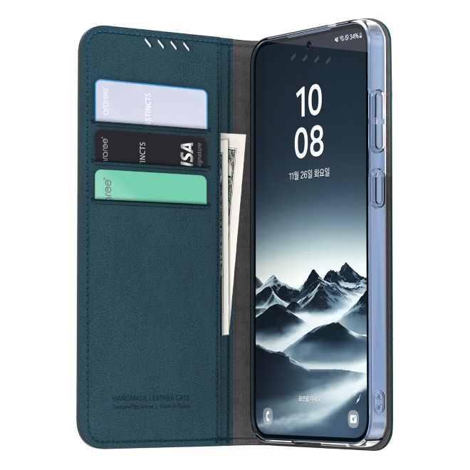 Araree - Samsung Galaxy S25 Hülle - Case aus Kunstleder - Mustang Diary Series - Made in Korea - blau