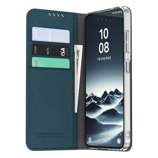 Araree - Samsung Galaxy S25+ Hülle - Case aus Kunstleder - Mustang Diary Series - Made in Korea - blau
