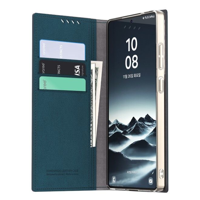 Araree - Samsung Galaxy S25 Ultra Hülle - Case aus Kunstleder - Mustang Diary Series - Made in Korea - blau