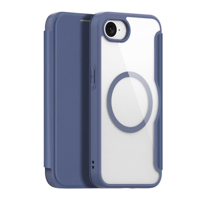 Dux Ducis - iPhone 16e Hülle - Leder Bookcover - MagSafe - Skin X Pro Series - blau