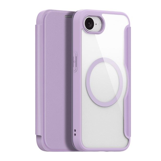 Dux Ducis - iPhone 16e Hülle - Leder Bookcover - MagSafe - Skin X Pro Series - purpur