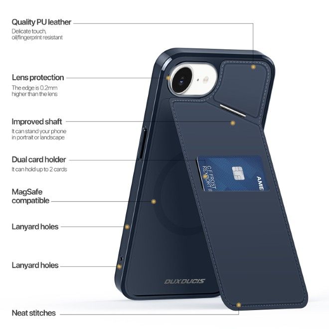 Dux Ducis - iPhone 16e Hülle - PC und TPU Hardcase - Rafi II Mag Series - blau