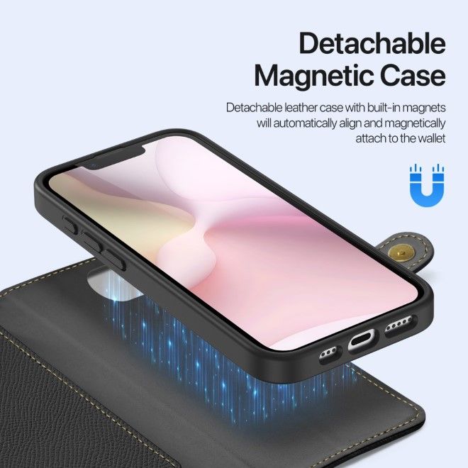 Dux Ducis - iPhone 16e Hülle - Kunstleder Bookcover - MagSafe kompatibel - Lawa Series - schwarz