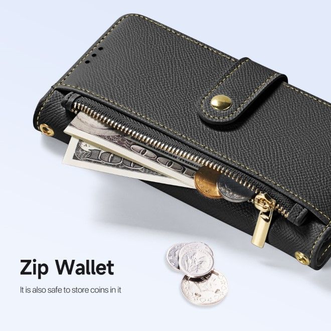 Dux Ducis - iPhone 16e Hülle - Kunstleder Bookcover - MagSafe kompatibel - Lawa Series - schwarz