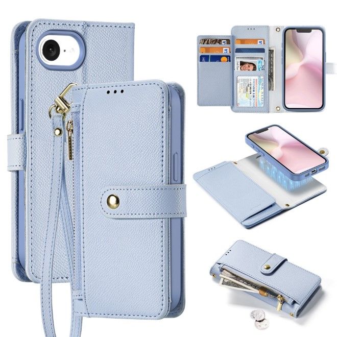 Dux Ducis - iPhone 16e Hülle - Kunstleder Bookcover - MagSafe kompatibel - Lawa Series - hellblau