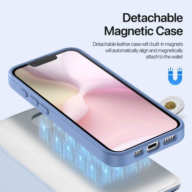 Dux Ducis - iPhone 16e Hülle - Kunstleder Bookcover - MagSafe kompatibel - Lawa Series - hellblau