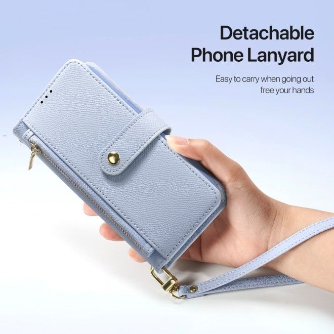 Dux Ducis - iPhone 16e Hülle - Kunstleder Bookcover - MagSafe kompatibel - Lawa Series - hellblau