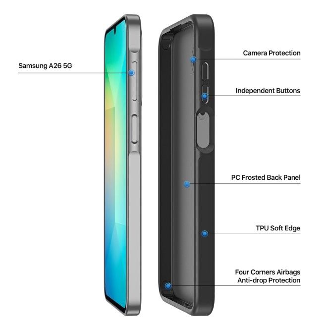 Dux Ducis - Samsung Galaxy A26 5G Hülle - TPU und PC Hardcase - Yind Series - schwarz