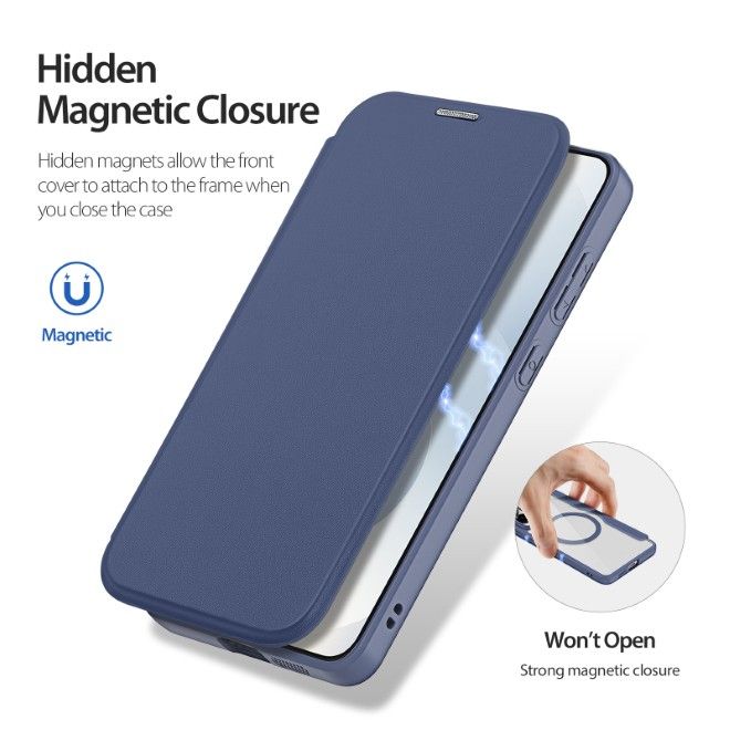 Dux Ducis - Samsung Galaxy S25 Edge Hülle - Leder Bookcover - Skin X Pro Series - blau