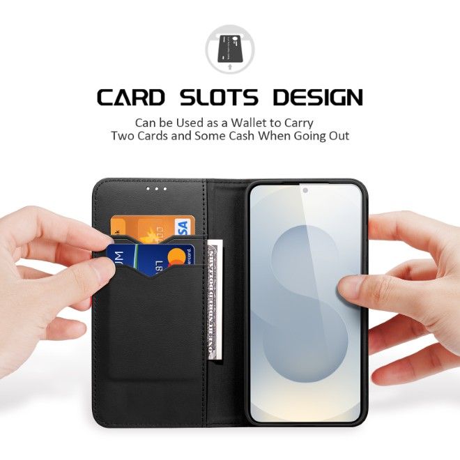 Dux Ducis - Samsung Galaxy S25 Edge Hülle - Handy Leder Case - Hivo Series - schwarz