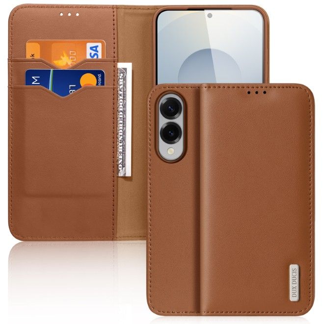Dux Ducis - Samsung Galaxy S25 Edge Hülle - Handy Leder Case - Hivo Series - braun