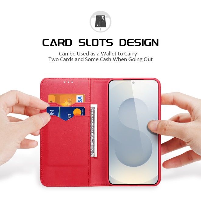 Dux Ducis - Samsung Galaxy S25 Edge Hülle - Handy Leder Case - Hivo Series - rot